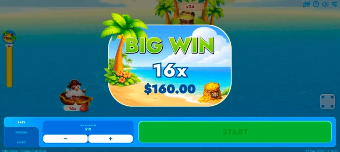 Gran ganancia en Chicken Pirate Route